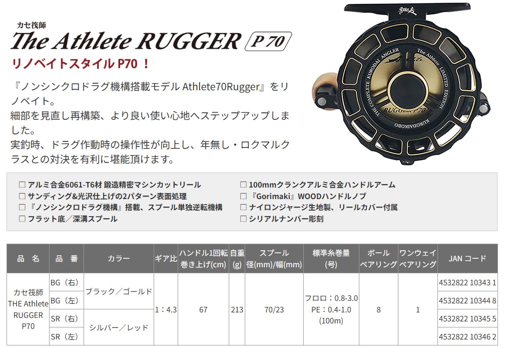 Amazon | 黒鯛工房 カセ筏師 Athlete RUGGER (アスリート ラガー) P70