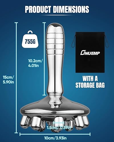 Miniatura 6 de ONUEMP Masajeador de celulitis de acero inoxidable, herramienta de masaje fascia, kit de maderoterapia para Gua Sha, escultura corporal de hielo,