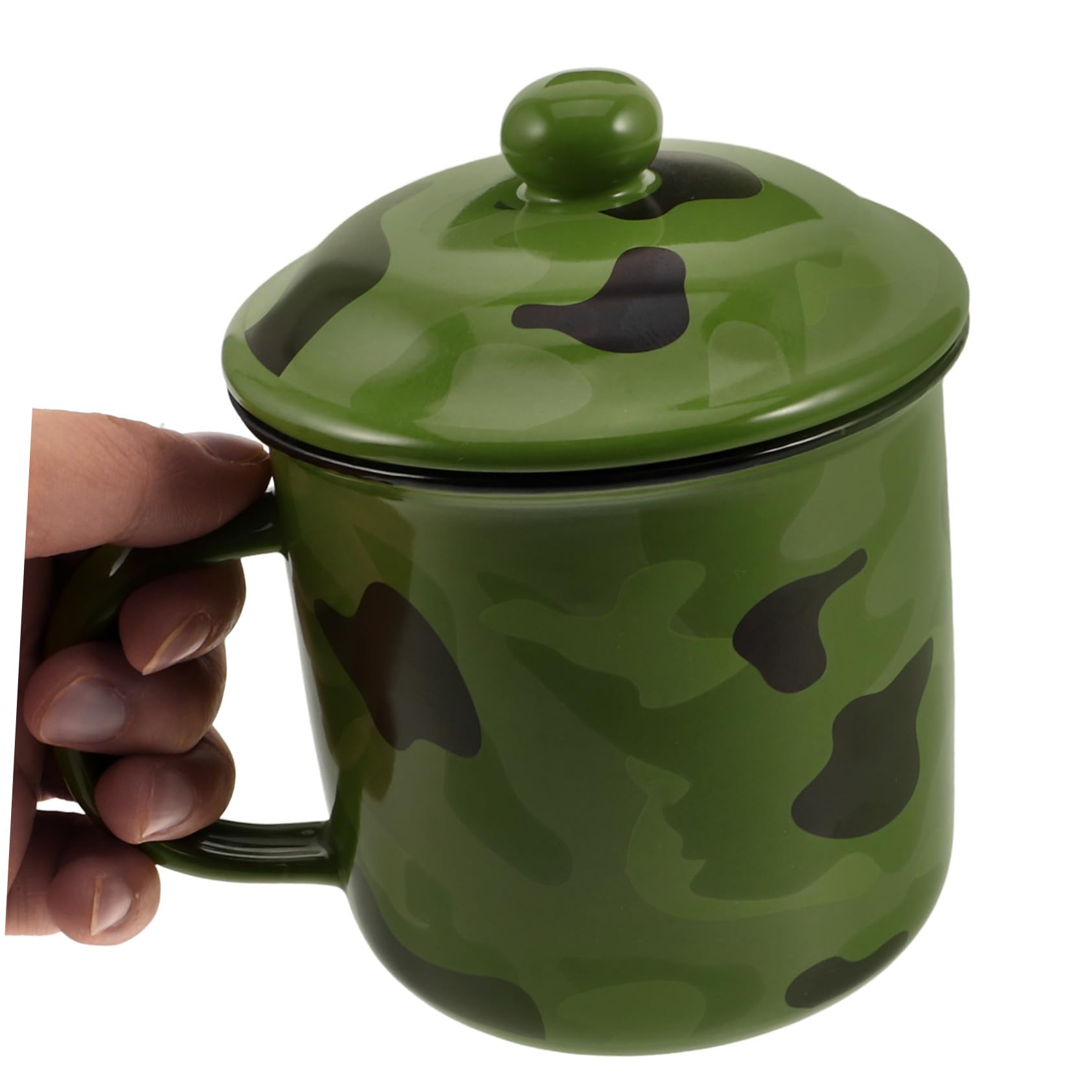 KOMBIUDA Retro Emaille Kaffeetasse Vintage Trinkbecher Für Zuhause Und Camping Geeignet Für Kaffee Tee Und Saft Isolierter Becher Militärgrünem Camouflage-design Für Outdoor-abenteuer