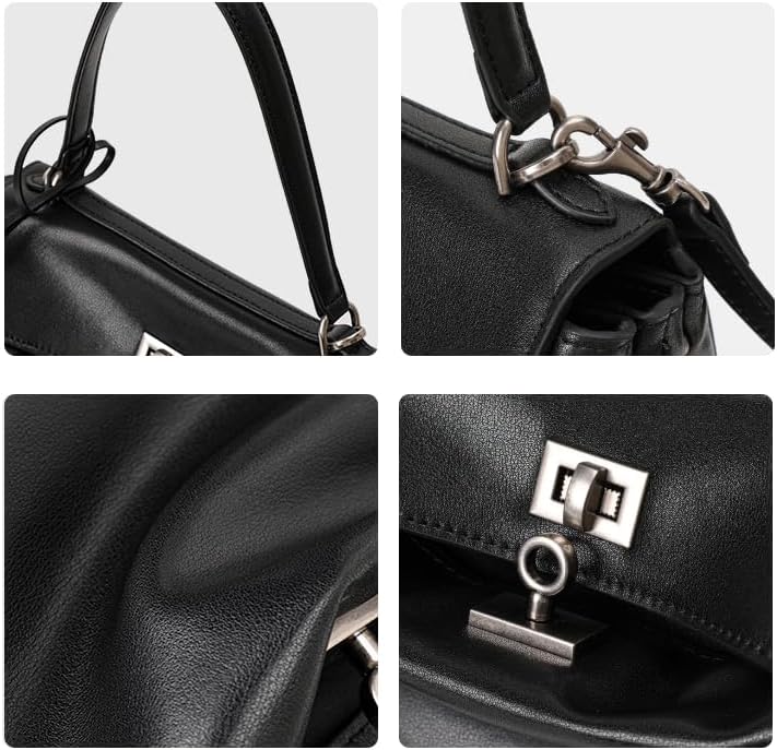 AIDRANI Genuine leather cowhide women's shoulder bag with detachable shoulder strap, flap buckle and underarm handbag purse - Image 4