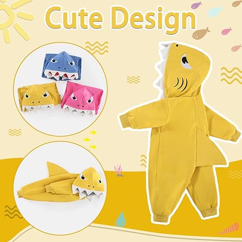 Miniatura 2 de ALLAIBB Disfraz de tiburón para bebé, mameluco de algodón con dibujos animados 3D, lindo overol con capucha para bebés, niños y niñas, 3-24 meses