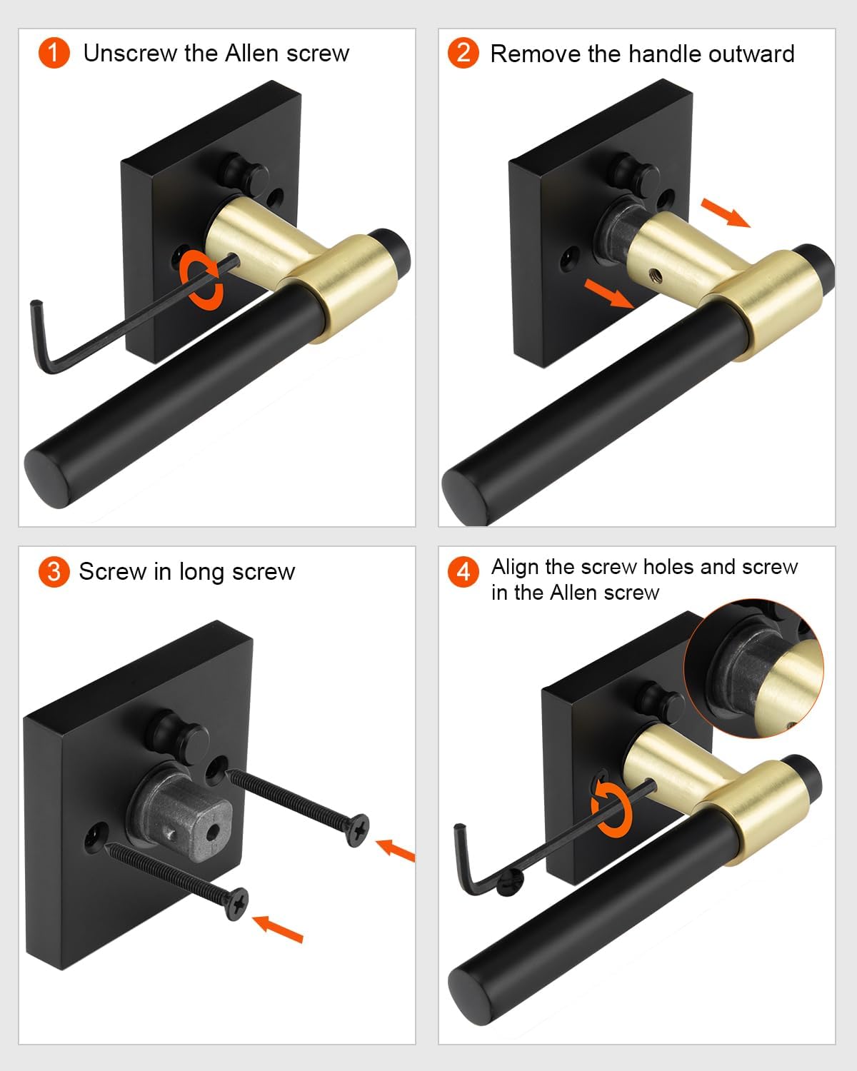 Haidms Black and Gold Door Handles Interior, Heavy Duty Black and Gold Privacy Door Handle Lever, Zinc Alloy Matte Black and Brushed Gold Interior Door Handles for Bedroom, Bathroom (6 Pack)