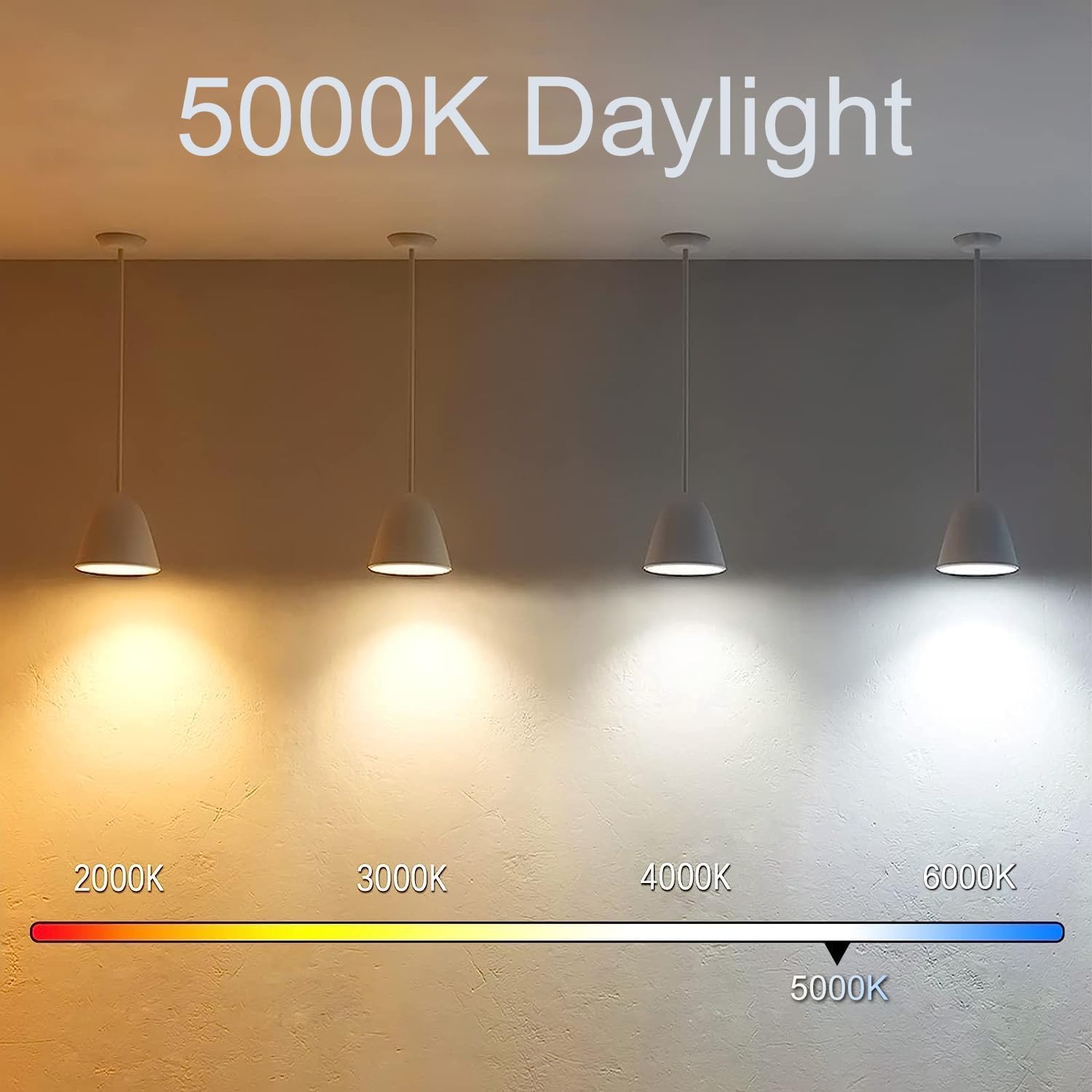3.2 Inch 5000K Daylight White E26 LED Bulb 60 Watt Equal, AC 120V 600LM Edison Bulbs Dimmable, 6W T10 T30 Filament Light Bulbs Clear Glass for Fan Pendant Wall Light, UL Certified-6 Pack