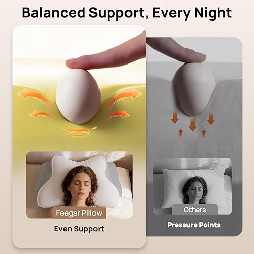 Miniatura 4 de Feagar Almohada cervical para aliviar el dolor de cuello, almohadas ortopédicas de espuma viscoelástica con contorno y cubierta de enfriamiento, 2
