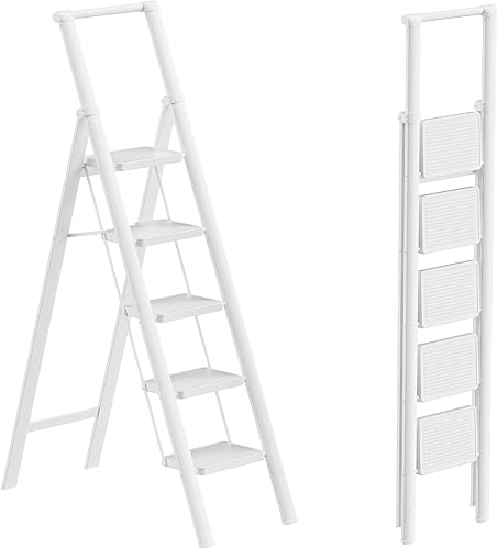 Miniatura 10 de GameGem Escalera Plegable de Hierro de 4 Escalones Taburete Escalón con Antideslizante y Pedal Ancho para Uso en el Hogar y la Cocina Ahorro de Negro