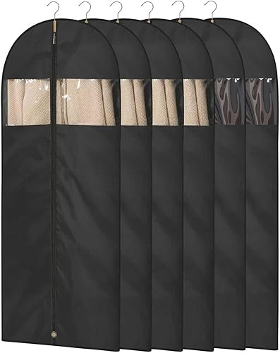 Miniatura 10 de Moucas - Paquete de 3 bolsas de vestir de 65 pulgadas, bolsa de ropa negra para vestidos largos, fundas de vestir plegables para viajes y