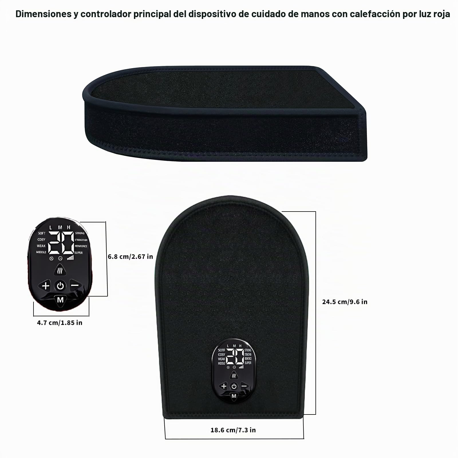 Guantes terapia luz roja, masajeador infrarrojo inalámbrico para manos | 76 LED con luz roja 660nm e infrarroja 850nm, calor, 8 modos masaje, 20 intensidades, inalámbrico para manos y muñecas