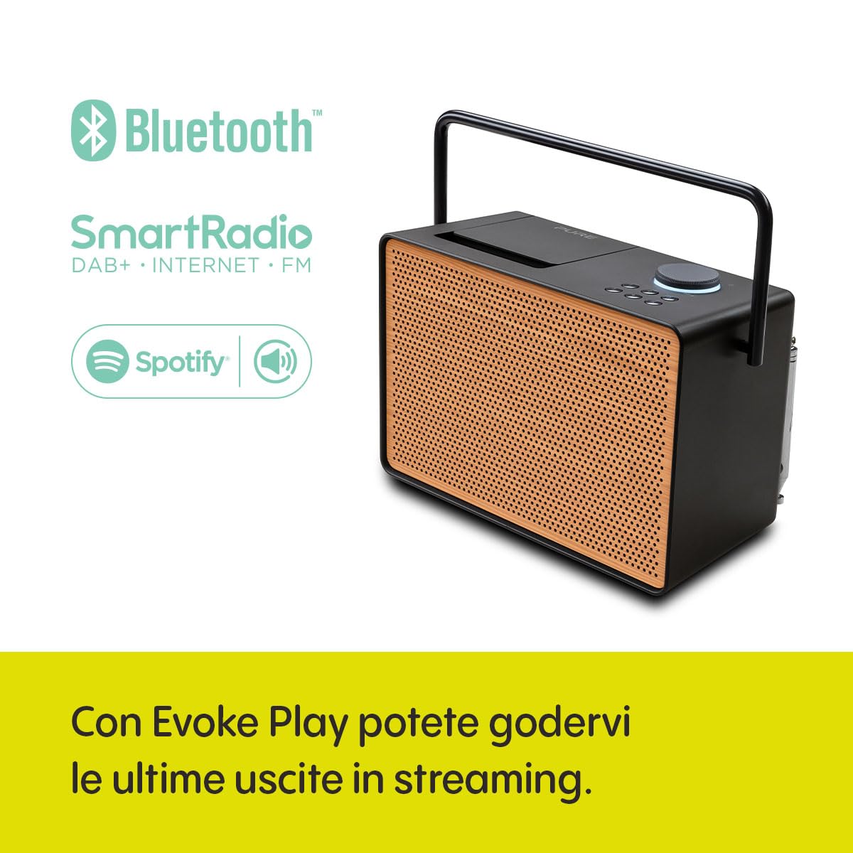 Pure Evoke Play Special Edition Sistema musicale portatile DAB+/FM radio Internet Spotify Connect Bluetooth nero legno