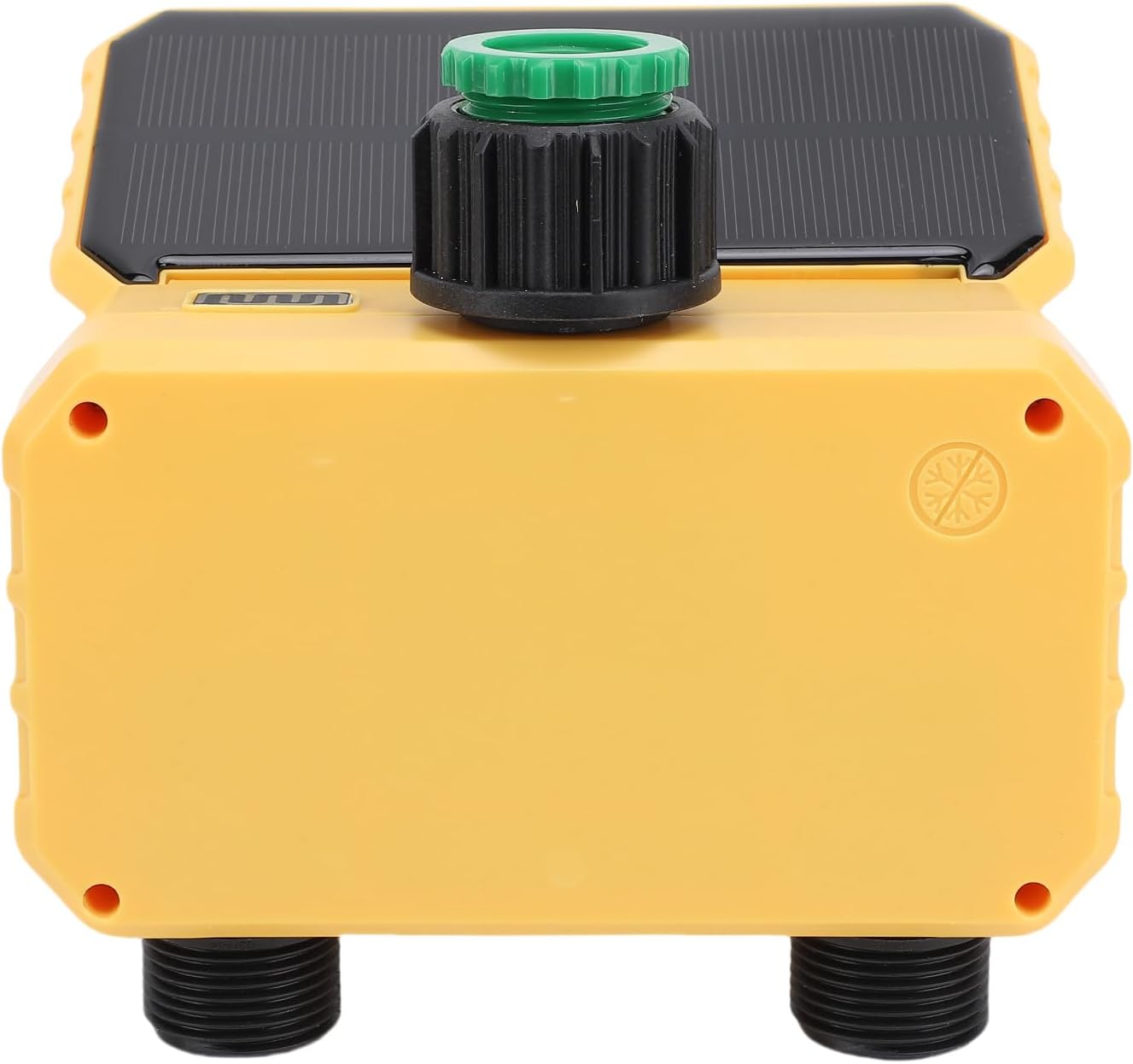 Solar Panel Sprinkler Timer, Double Outlet Smart Water Timer with Rain Sensor, Automatic Watering Valve Irrigation Controller System for Garden Hose Lawns Yard