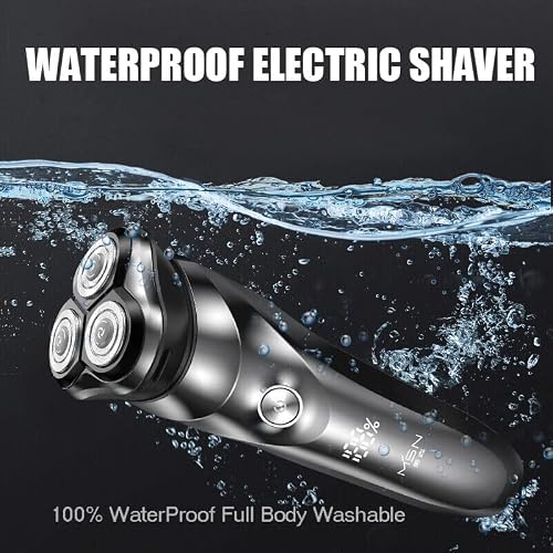 Electric Shaver Razor, Rechargeable Wet & Dry Shaver with Pop-up Trimmer, 100% Waterproof Rotary Razor
