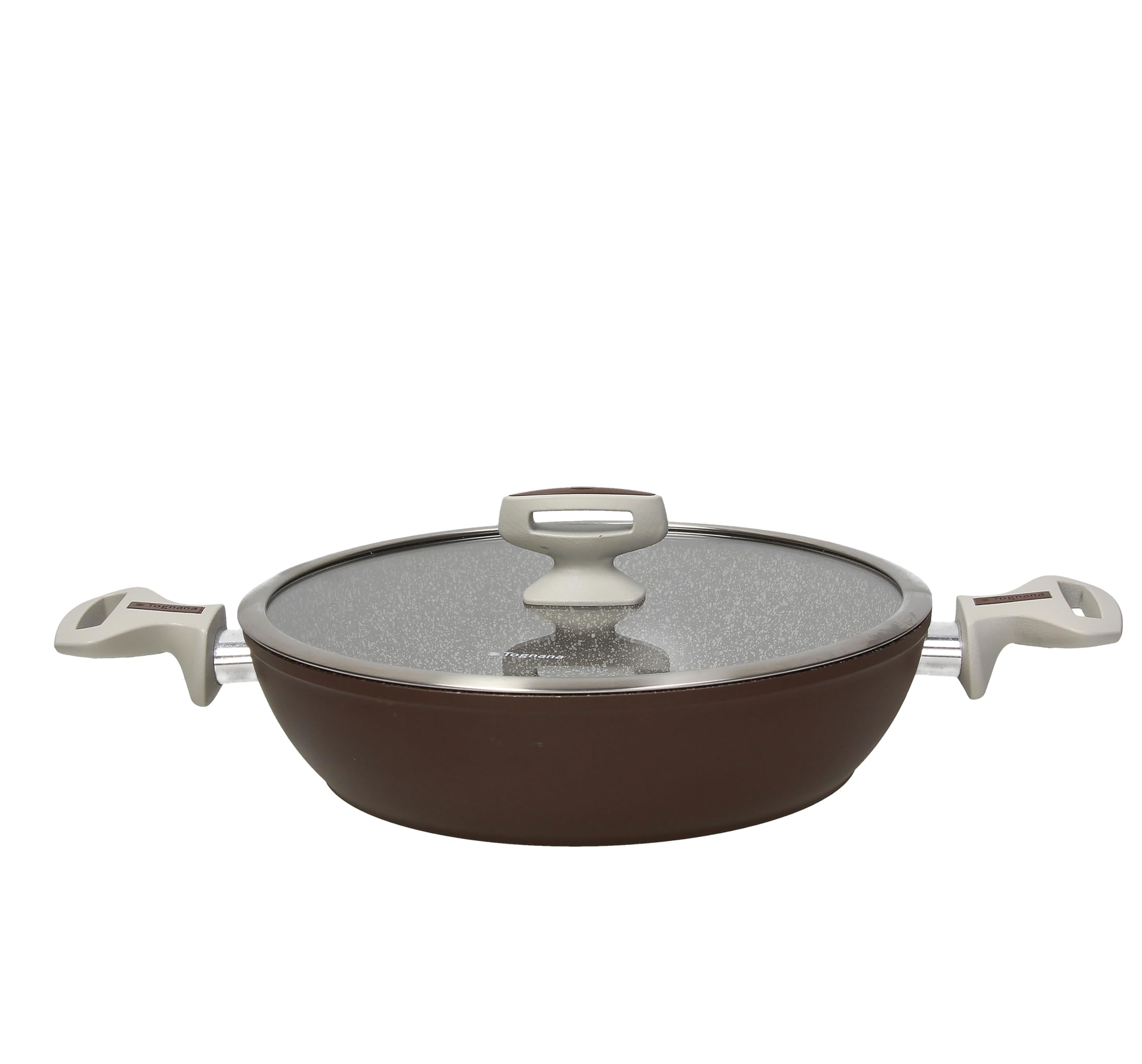 Tognana Pearlbrown Stone 2 Handle Casserole Dish 28 cm with Lid, Forged Aluminium, Brown