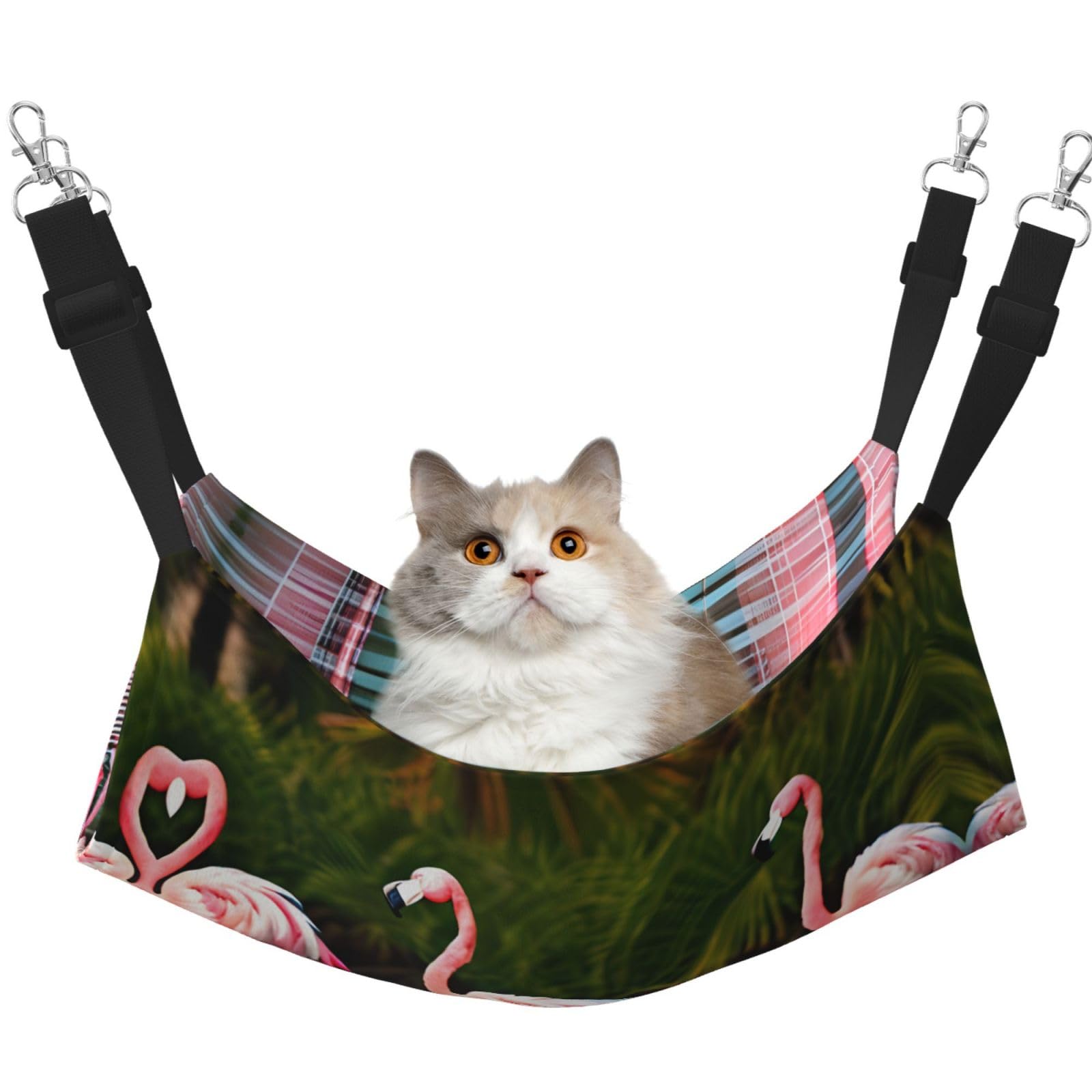 hgnbcsa Two Flamingos Cat Nap Bed & Window Perch Hammock, Soft Washable Pet Lounge For Indoor Cats, Adjustable Straps