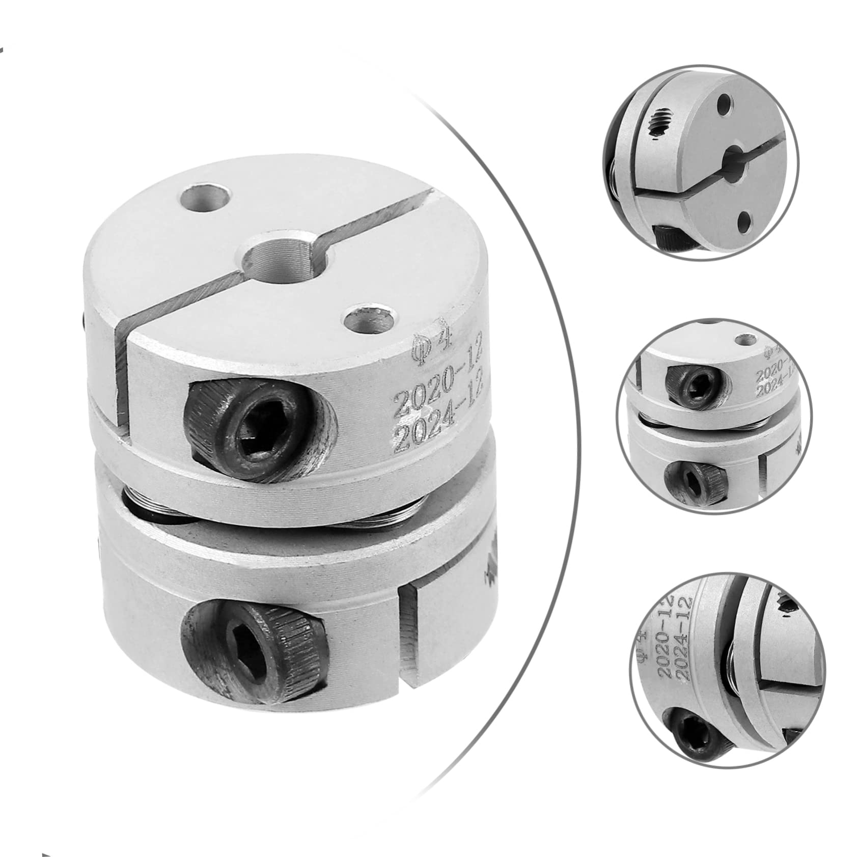 FUNOMOCYA Aluminum Alloy Coupling Motor Pump Coupling Drive Rigid Flange Coupling Shaft Coupler Rigid Shaft Coupling Connector for Encoder Stepper Motor Coupler Keyed Shaft Coupling Silver