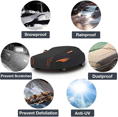 Miniatura 7 de Car Cover for  Sandero 3 Stepway 2020-2023, Sun Protection UV-Proof, Wind-Proof and Snow-Proof Outdoor car Cover(Black Orange)