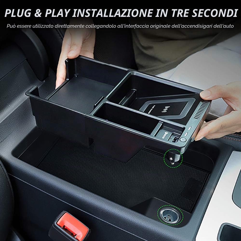 Caricatore Wireless Auto per Audi A4 A5 S4 S5 2017-2021 Pannello Degli Accessori Della Console Centrale 10W Rapida Ricarica Scatola di Immagazzinaggio Pallet Contenitore per iPhone Galaxy