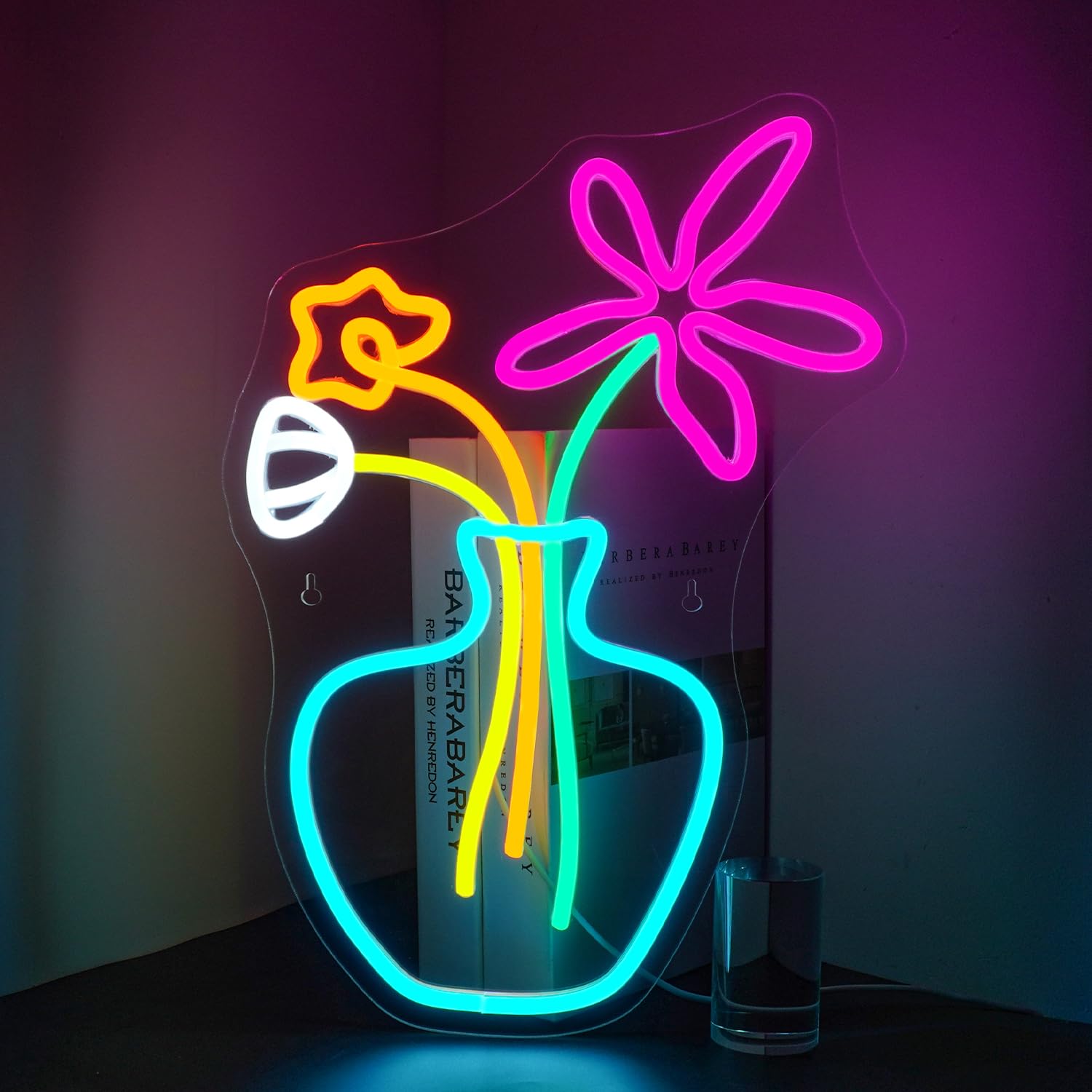 DREAMFORT Flower Vase Neon Sign,Dimmable Neon Lights,Neon Flowers