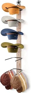 AJART Western Hat Rack for Wall-Mount: Wood Cowboy Holder Organizes 6 Hats - Space-Saving Western Decor for Homeowners - Hat Organizer for Western Hat, Fedora, Sun Hats - Gray
