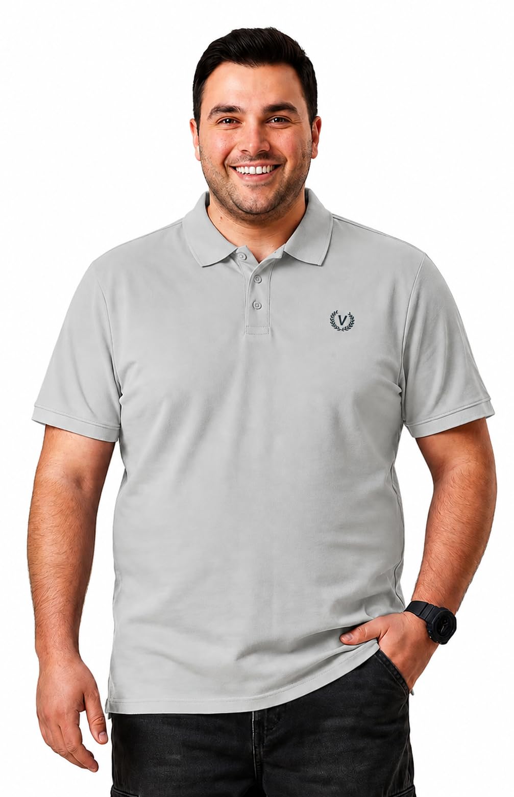 mack jonney Plus Size Men's Solid Polo T-Shirt | Premium Cotton Blend Collared Half Sleeve Regular Fit Casual Polo Tee for Men-MJ-50-picture-20