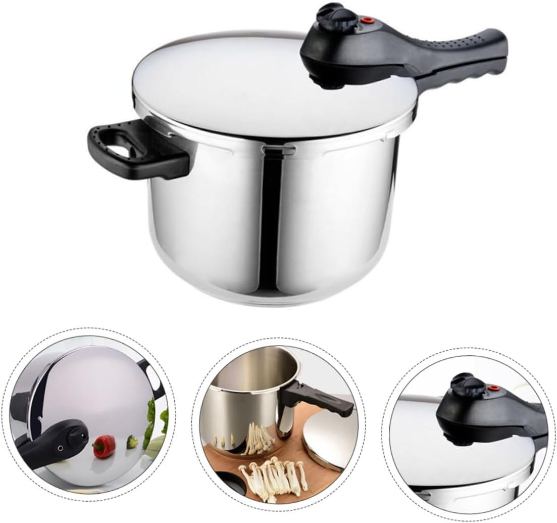 Stainless Steel Household Pressure Cooker with Overpressure Release Valve Compatible with Gas Stove and Induction Cooker Polished Surface for Easy Cleaning Multi-use Steaming