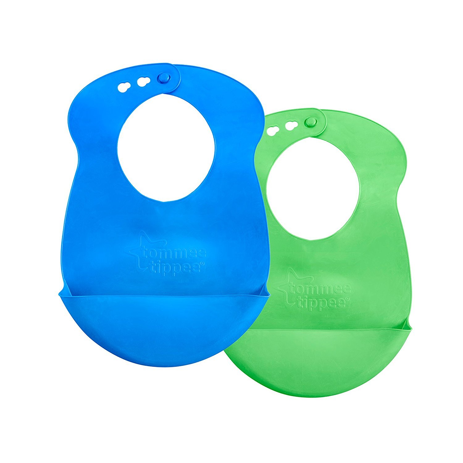 Easi Roll Drip Catcher Baby Bib, 7+ months - Blue and Green, 2 Count