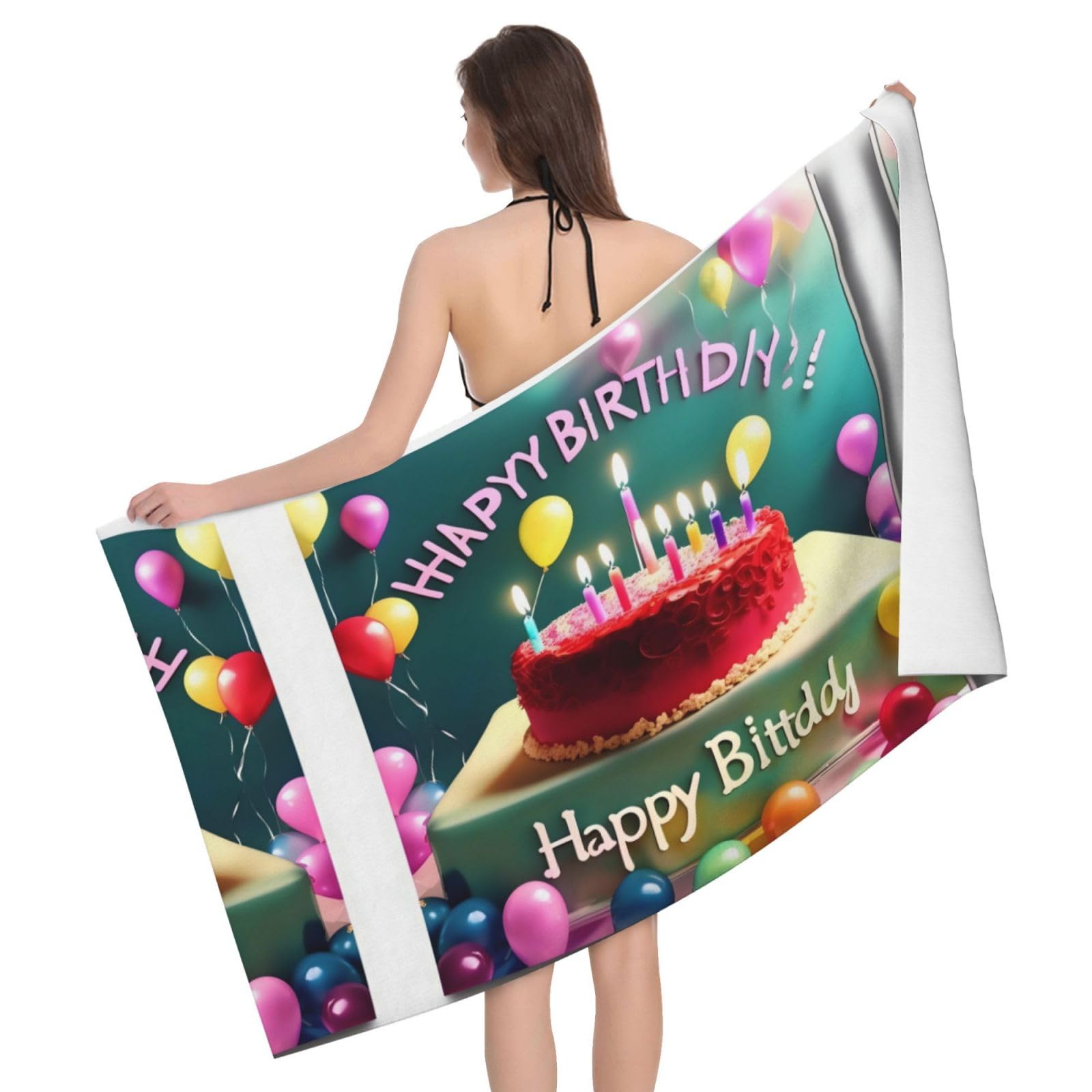 HAPPY BIRTHDAY TO YOU タオル 88*88cm Amazon｜Happy Birthday 美しいバスタオル、高吸収性マイクロ