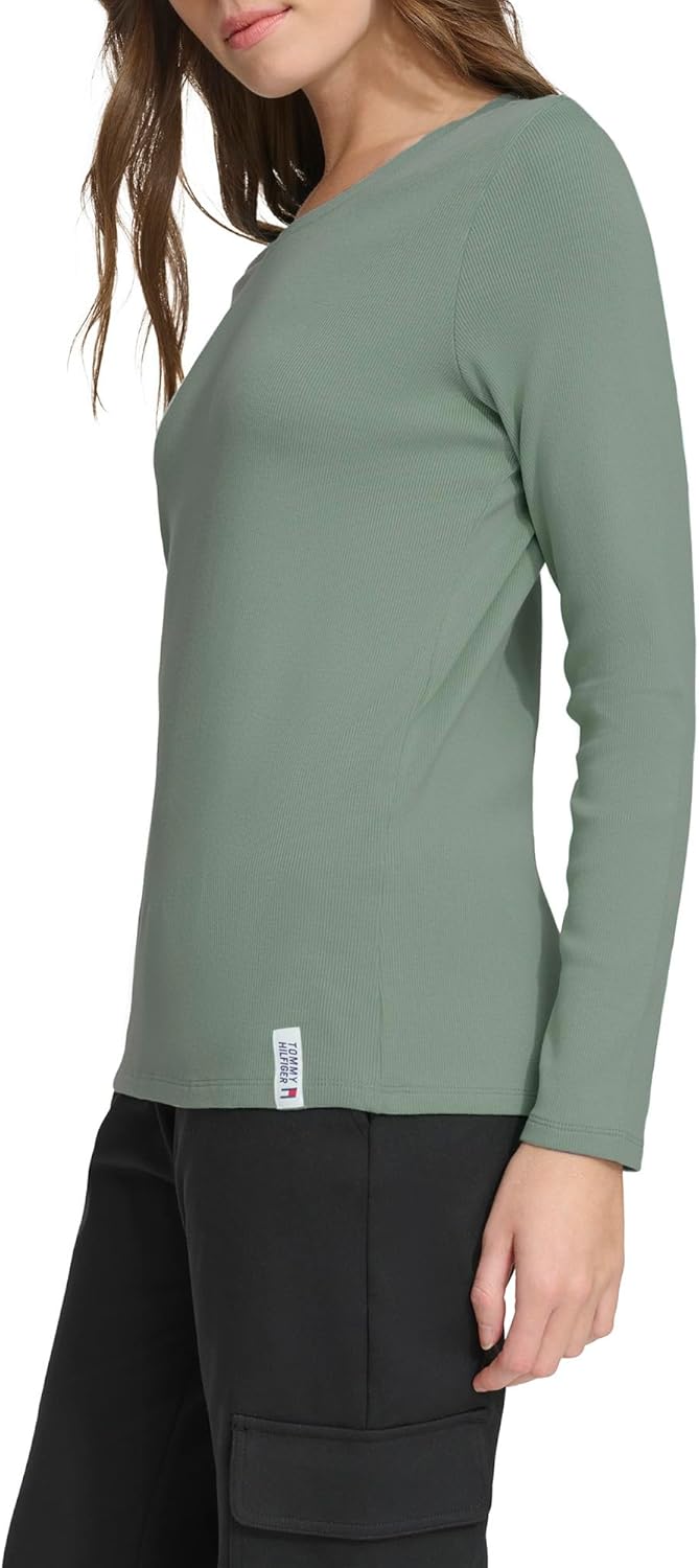 Tommy Hilfiger Women's Crewneck Ribbed Long Sleeve Shirt - Image 4
