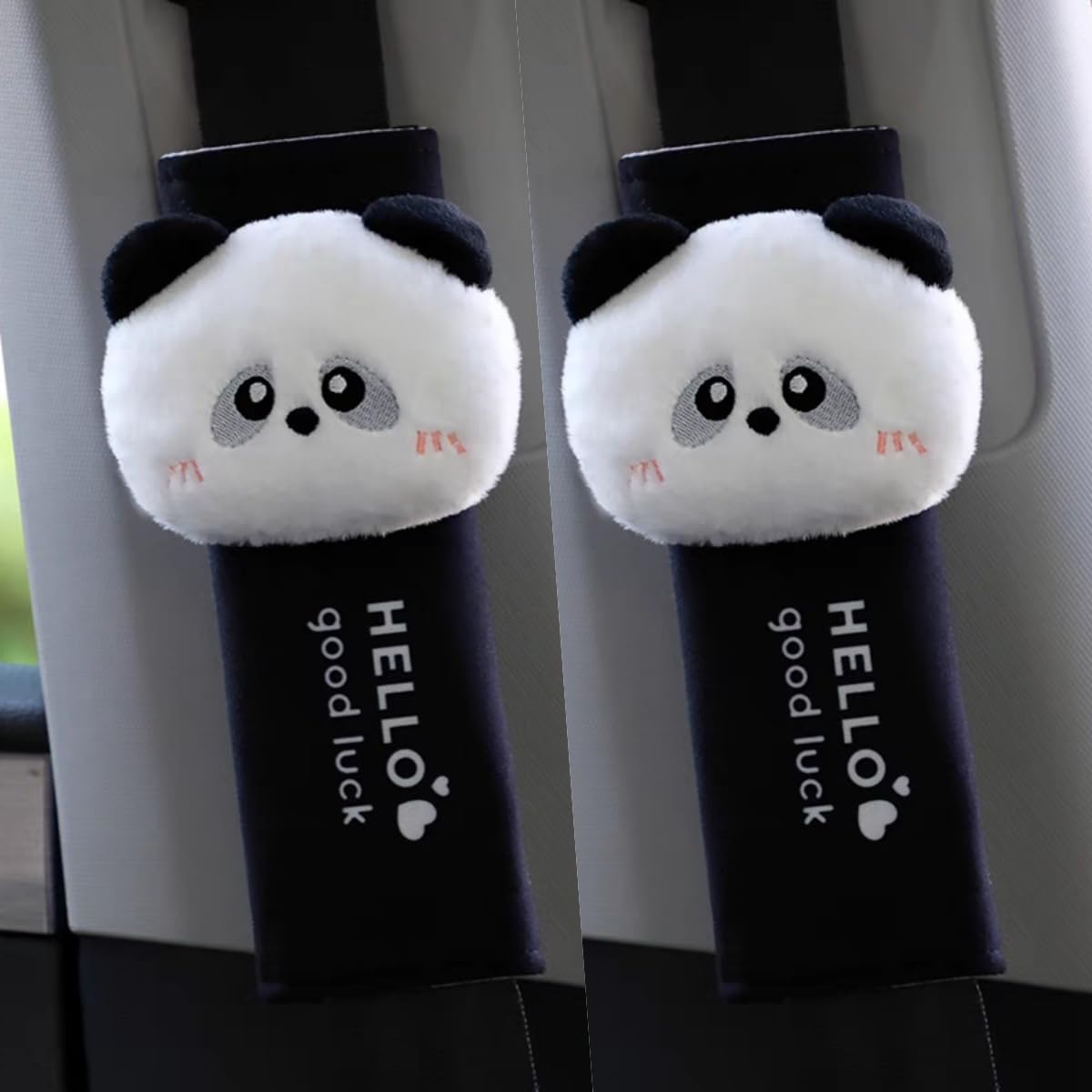 2 fundas para cinturón de seguridad, fundas para cinturón de seguridad de dibujos animados de panda de animales para niños y adultos, funda suave para cinturón de seguridad, cojín para
