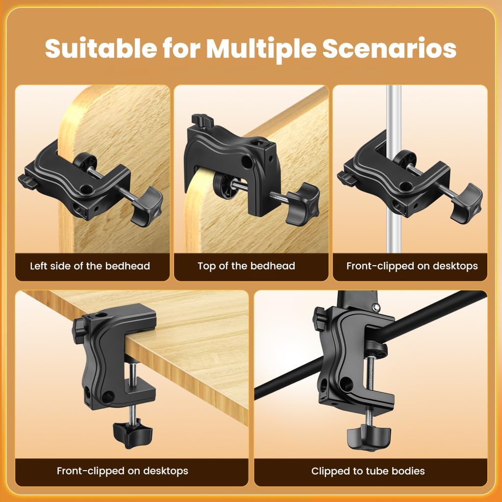 Overhead Phone Mount with Ring Light, 6.5in LED Selfie Ring Light for Desk,,Adjustable Phone Mount,for Video Recording,Live Stream,Cooking Video - Image 7