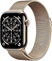 Apple Watch Series 11 GPS + Cellular, Caixa em titânio dourado de 42 mm com Loop milanesa dourada