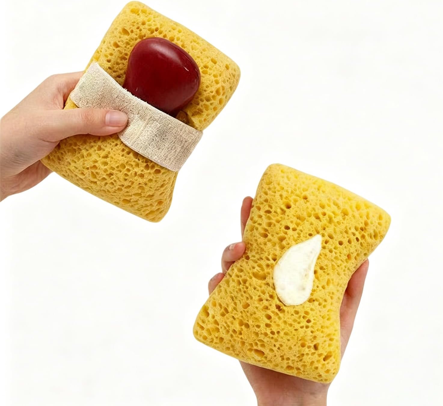 Exfoliating Bath Sponges, Body Scrub Sponge for Shower, Yellow