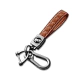 Gkeygo Carabiner Keychain, Universal Heavy Duty Woven Handmade Leather Key Chain, Car Fob Key Keychains with 360 Degree Rotatable Snap Swivel and Anti-Lost D-Ring for Men and Women, Gunmetal - Brown