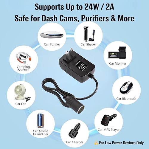 Vista 10 de Convertidor de 110 V CA a CC de 12 V, adaptador de corriente de 10 A/120 W con enchufe para encendedor de cigarrillos de automóvil para enfriador