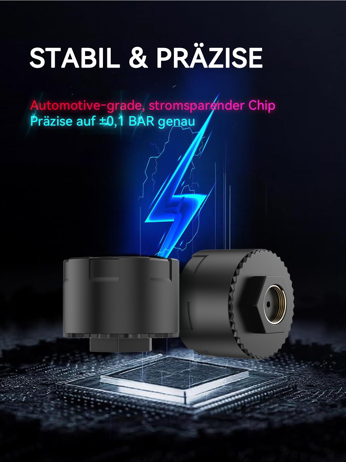 Spedal TPMS Reifendruckkontrollsystem für Motorrad, 2 Stück | Bluetooth Reifendrucksens mit App, Druck & Temperatur präzise, Wasserdicht, Echtzeit-Alarm, für iOS & Android
