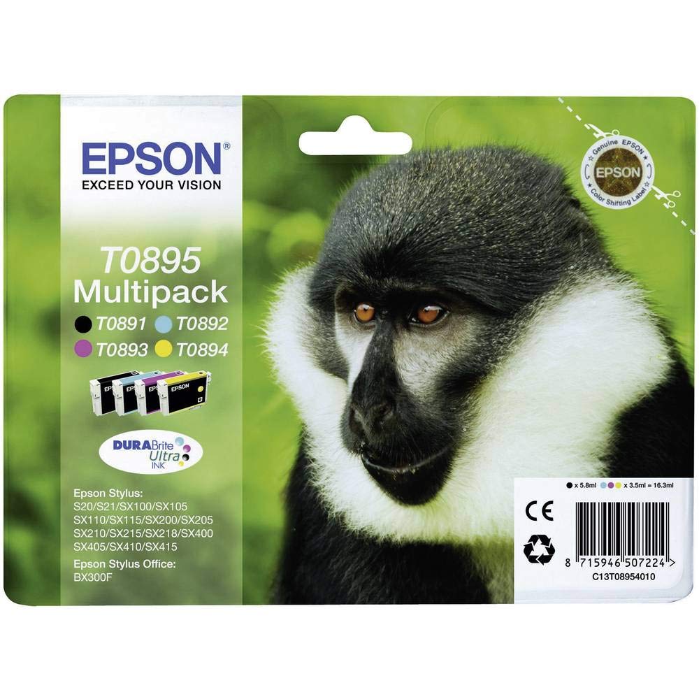 Epson T0895 Multipack Black Cyan Magenta Yellow (C13T08954010) SX100 115 Genuine