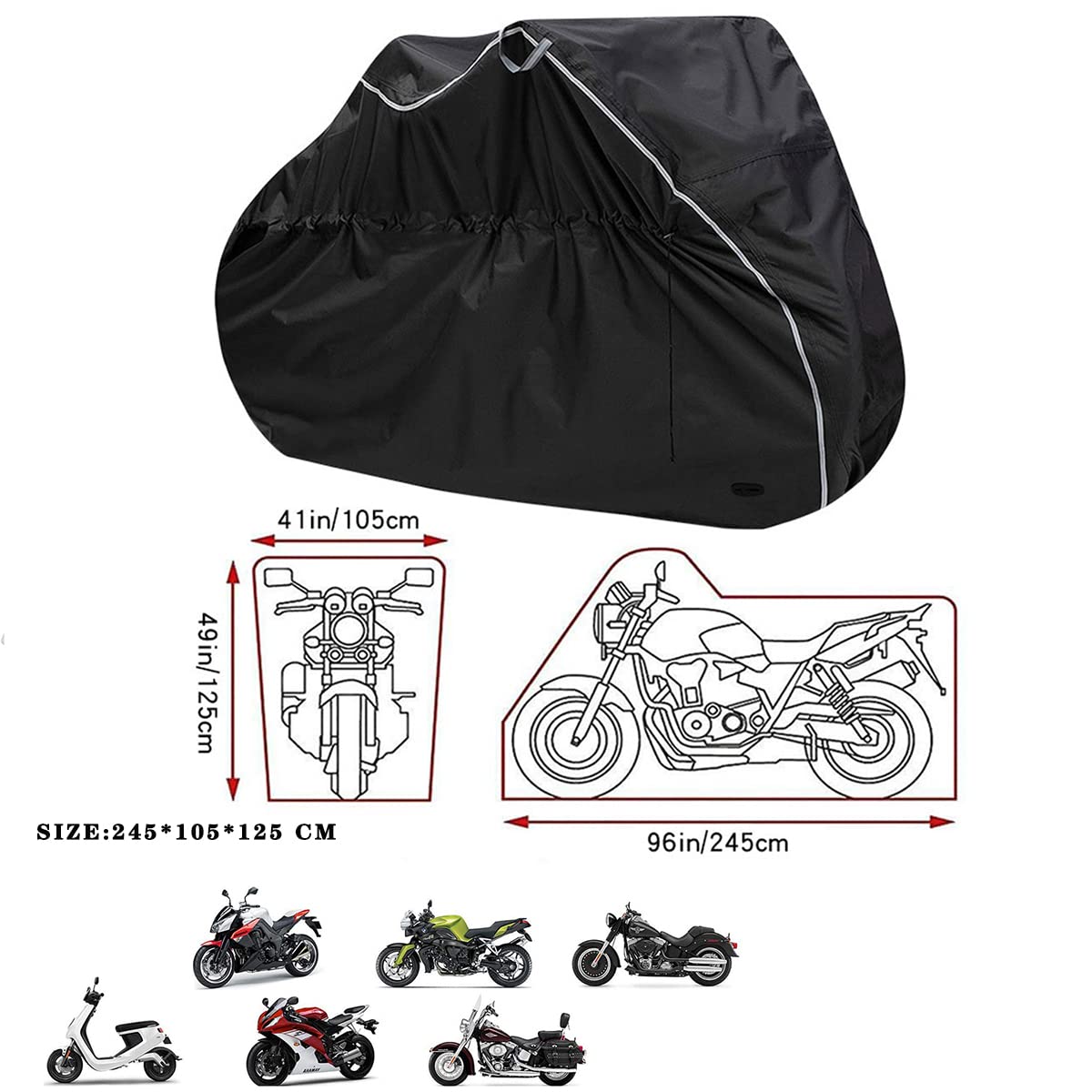 Copertura Per Moto Impermeabile Taglia L – Tessuto Oxford 210D Resistente, Con Cinghie E Foro Per Catena, Borsa Inclusa - 2