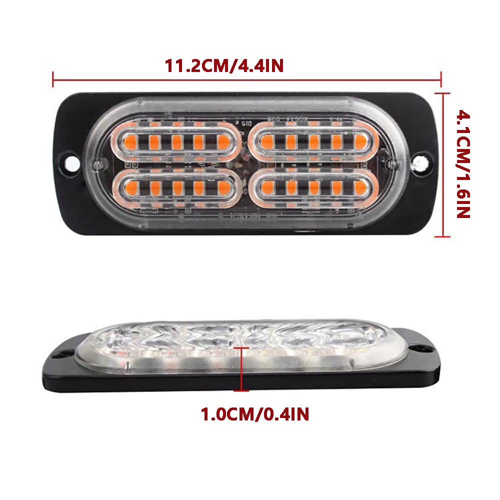 Luz estroboscópica de advertencia Riloer de 24 LED 12 V 10 W luz de emergencia de montaje en superficie compatible con remolques camionetas automóviles SUV y furgonetas roja y azul.