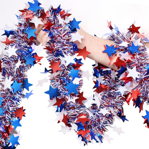 50Ft Glitter Tinsel Patriotic Garland