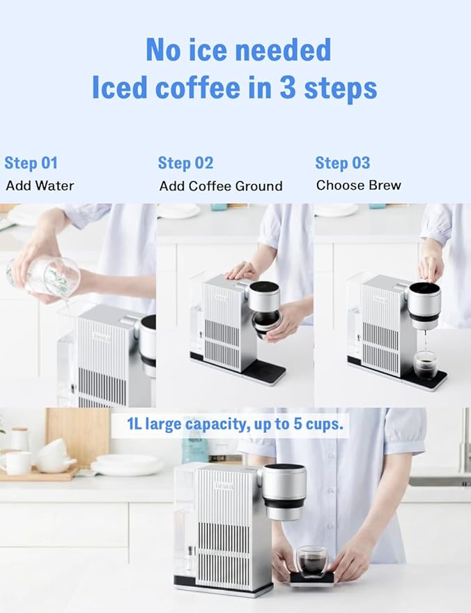 Cafetera Cold Brew Automática, Capacidad 1L, Control de Temperatura y Limpieza Automática miniatura 8