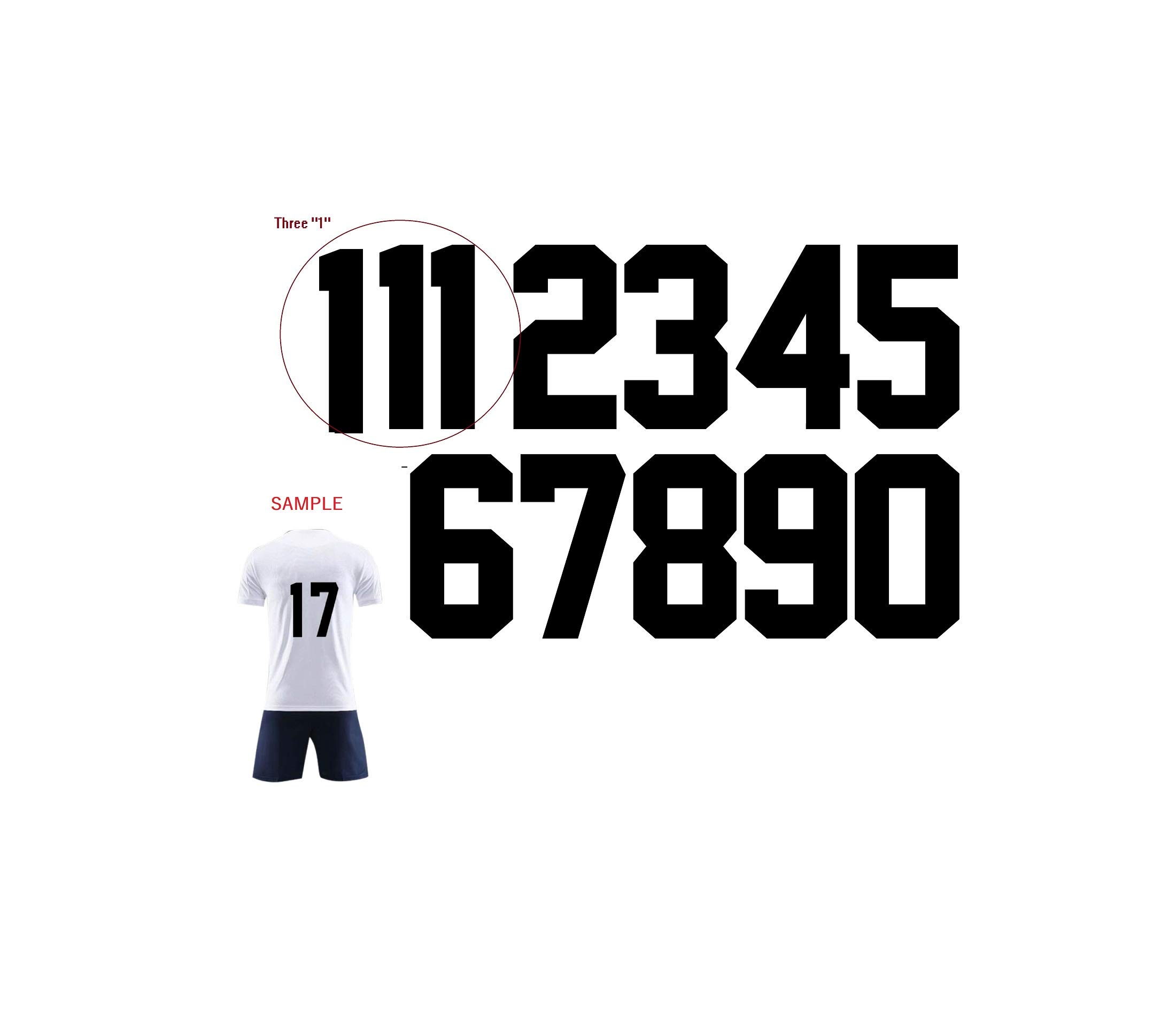 Fanbrilliant 8 Inch 0 to 9 Numbers with Triple “1” Iron On Number for Sports T-Shirt Jersey Iron On Heat Transfer Number (Black)