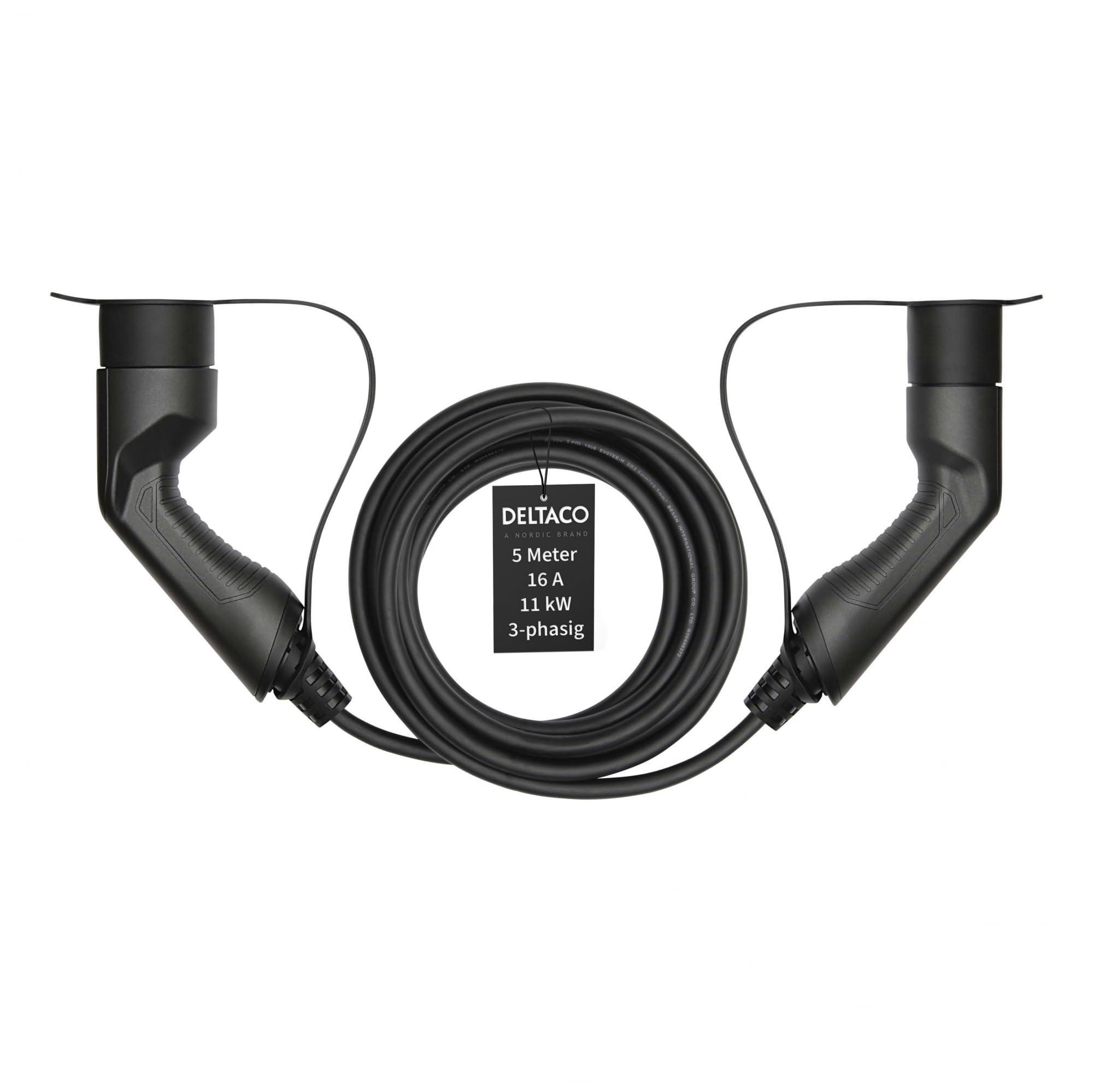 DELTACO Cavo Di Ricarica EV Tipo 2 – 10m, 16A, 3,6kW Per Auto Elettriche