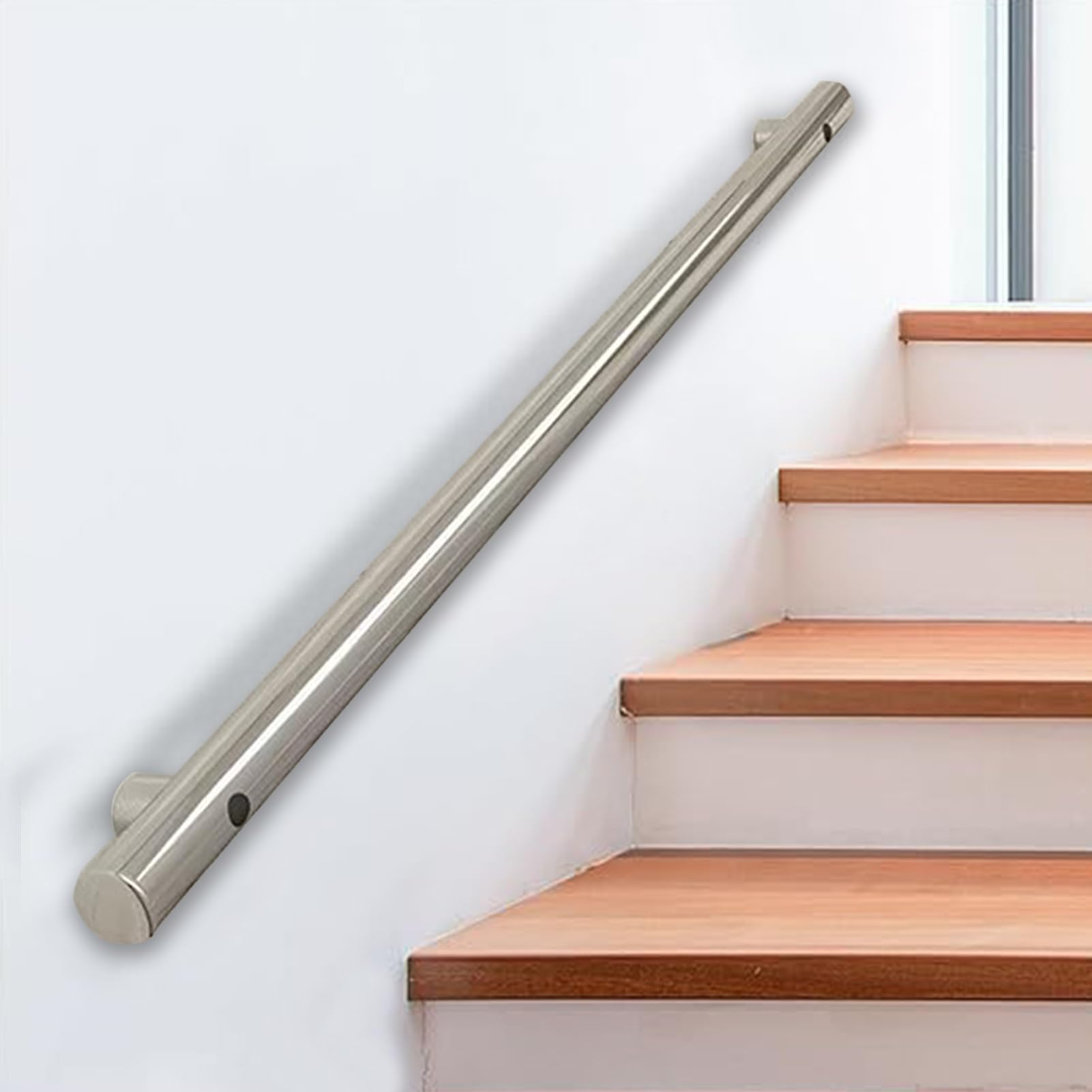 Industrieller Handlauf Aus Metall, 1.5 M – Für Treppen Innen & Außen, Schwarz, Wandmontiert