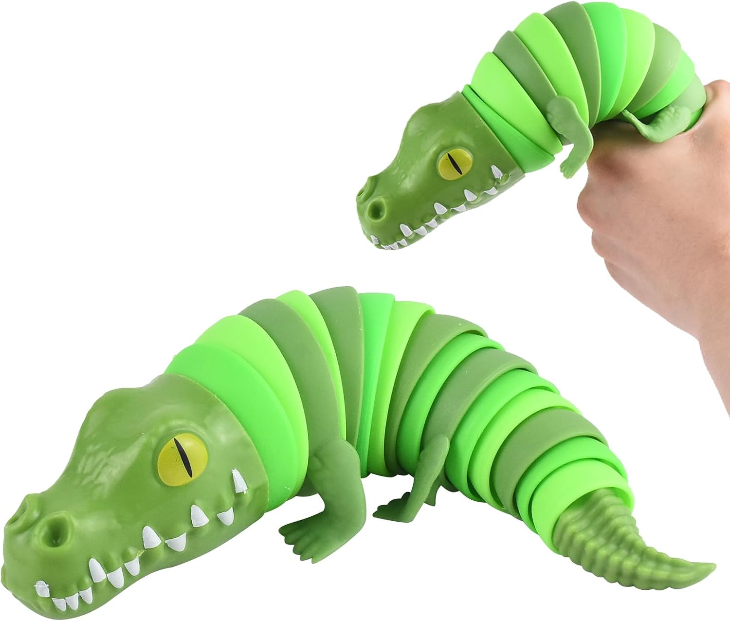Fidget Slug, 3D Articulated Stretch Crocodile Stress Reliever, Sensory Stress Relief for Adults, Pressure Relieving and Anti-Anxiety Office Desk Toy(B)