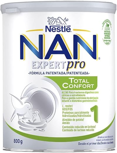 Nestlé NAN TOTAL CONFORT 1 - Leche especial para bebés con trastornos digestivos leves tales como cólicos o estreñimientos - bote de 800g