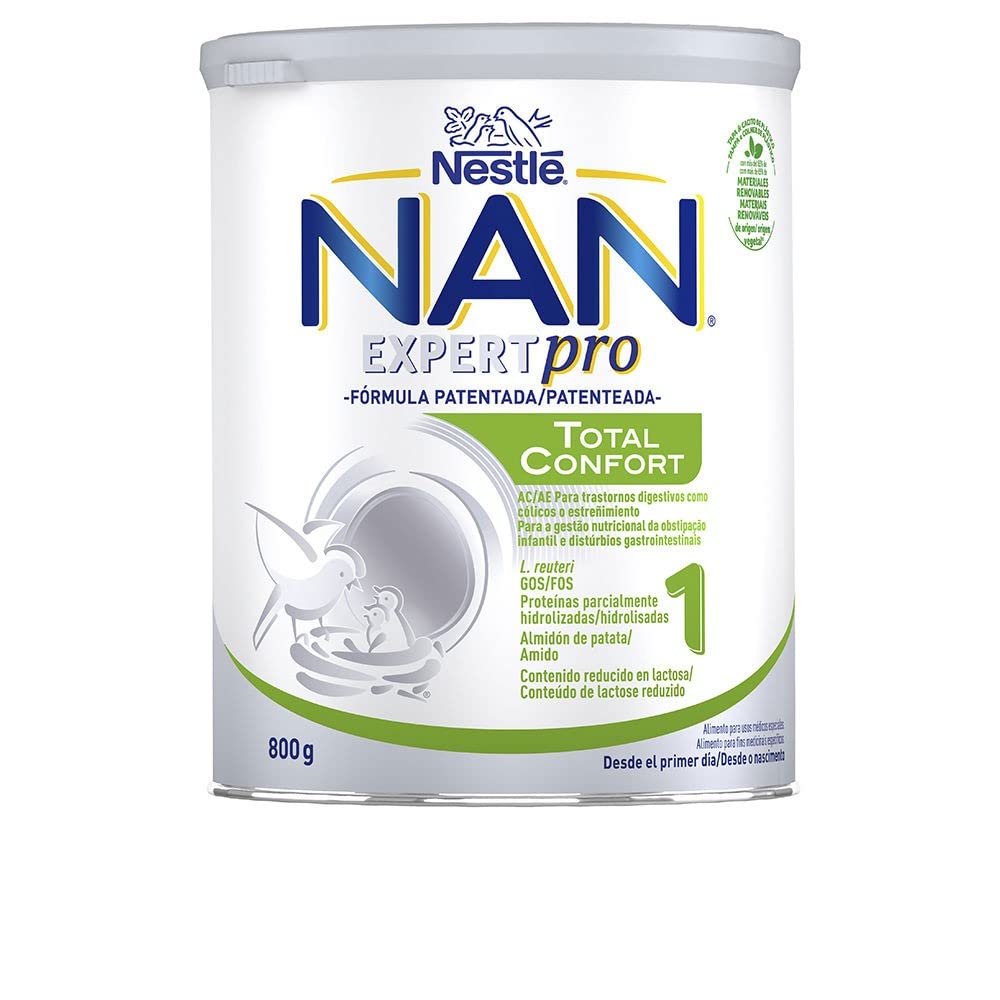 Nestlé NAN TOTAL CONFORT 1 - Leche especial para bebés con trastornos digestivos leves tales como cólicos o estreñimientos - bote de 800g