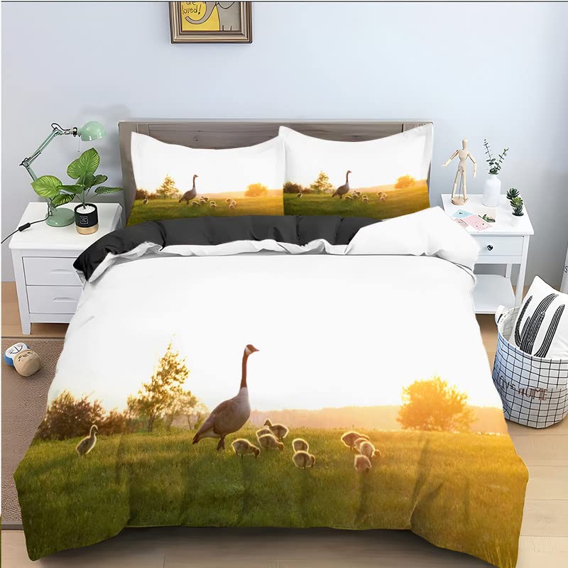 Housse de couette 140x200 canard blanc à fermeture éclair en microfibre 110g/㎡