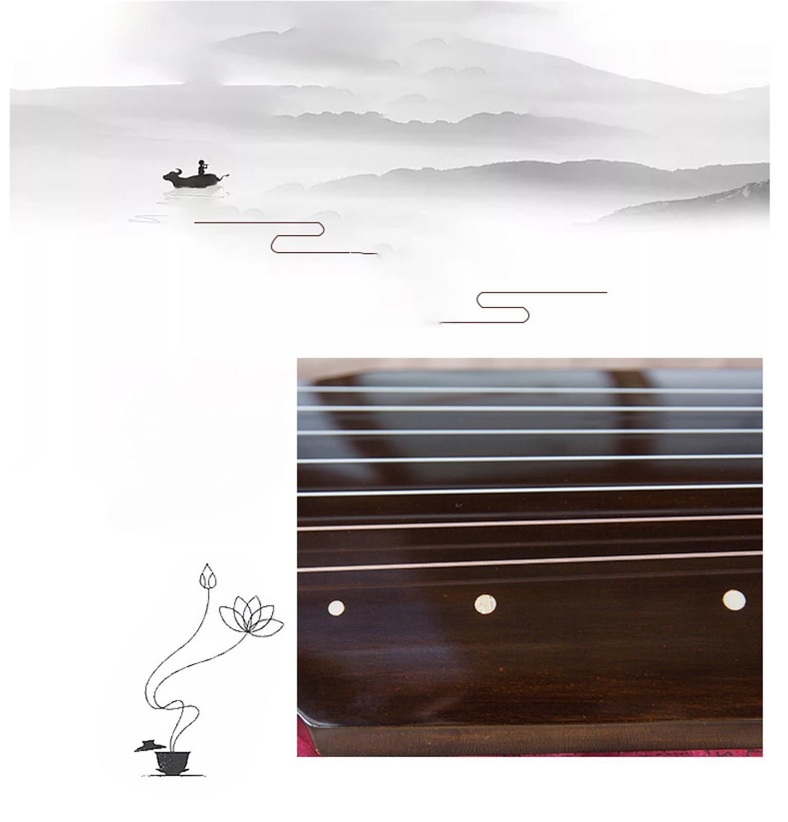 Guqin Ze Starego Drewna Cedrowego Dla Początkujących Przygotowujący Do Egzaminu Ręcznie Z Surowego Lakieru Siedmiostrunowy Instrument Guqin (chińska Cytra)