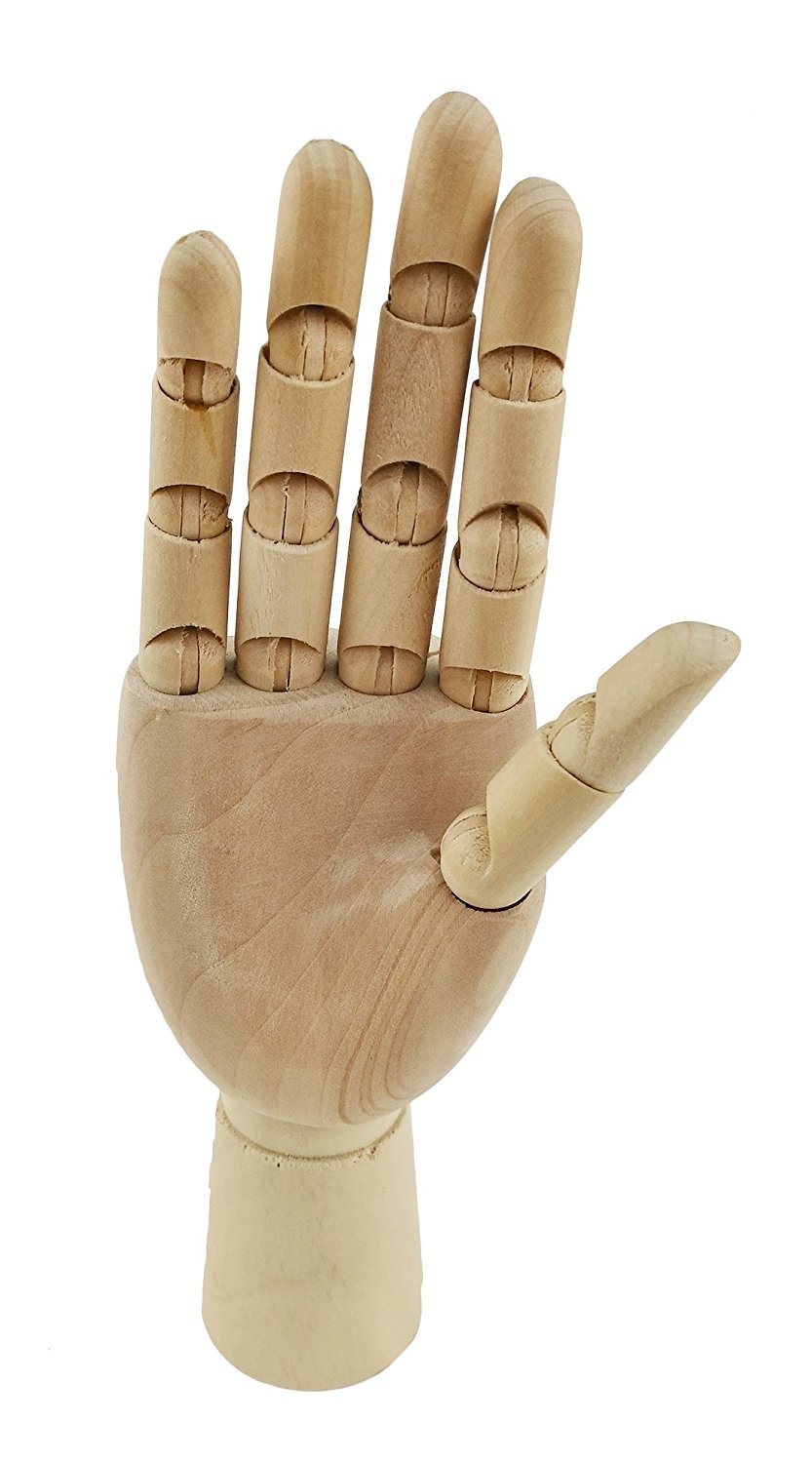 Mano in legno snodabile destra per artisti, schizzi, lezioni d'arte, espositore gioielli