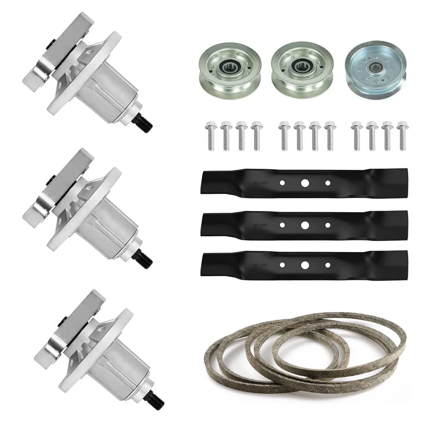 48'' Deck Spindle Blade Belt Idler Rebuild Kit for John Deere L120 L130 with 48" Deck 2002 2003 2004 GY20050 GY20785 GX20250 GY20568 GX20305 GY20571