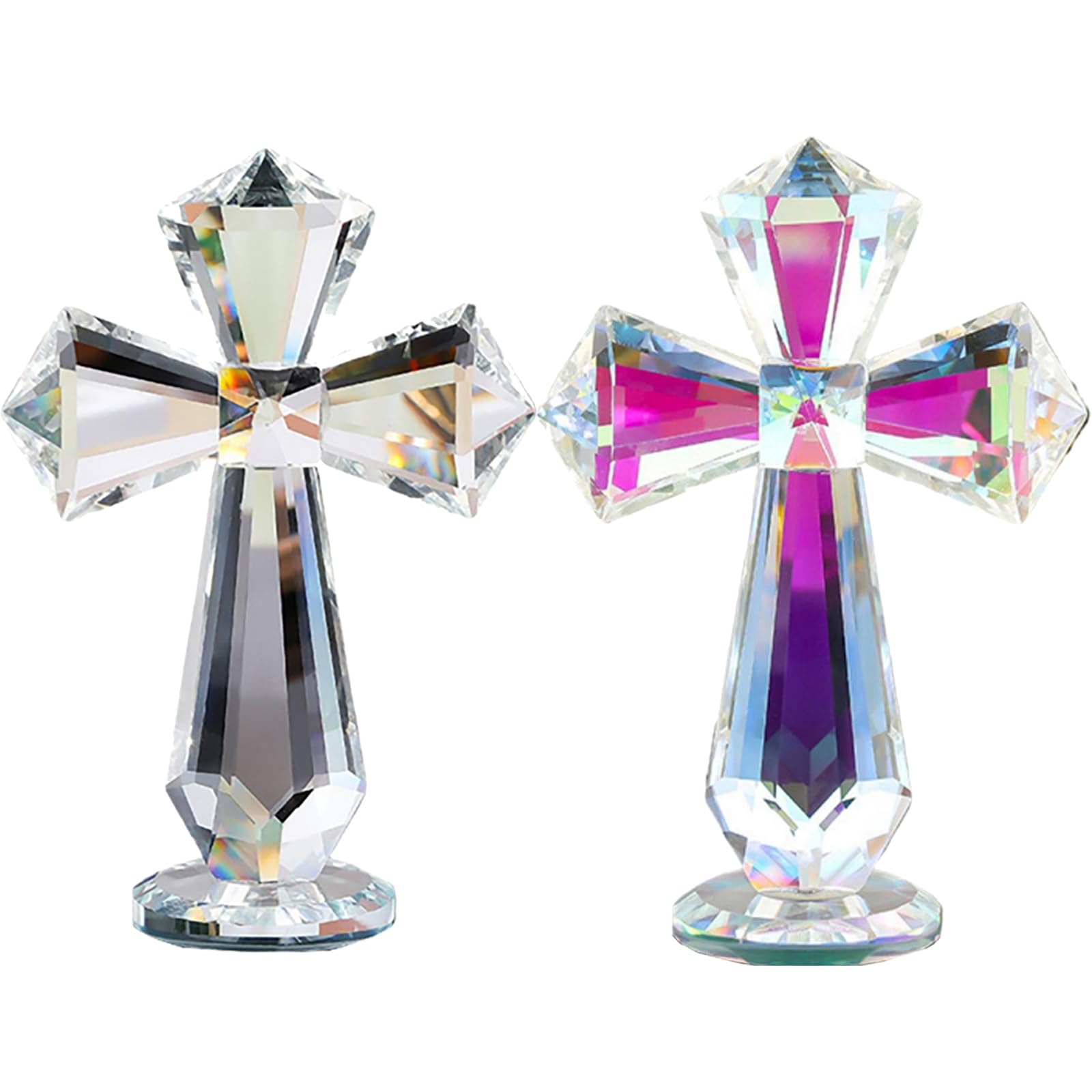 Croix en cristal K9 Rotroyce 15 cm statuette religieuse gravée main pour bureau