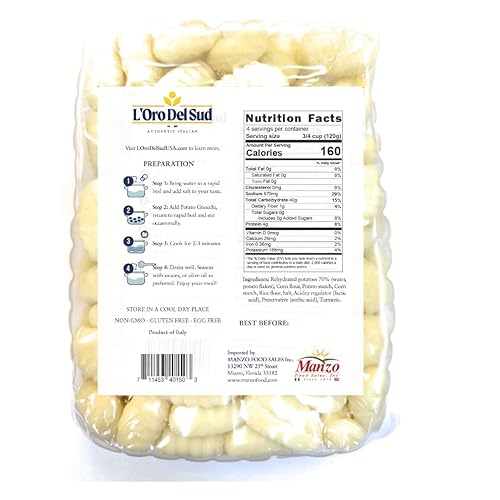 Miniatura 2 de L'Oro Del Sud Paquete de 3, ñoquis de patata sin gluten, cocina en 2-3 minutos, estable en conservación, producto de Italia, sin OMG, sin trigo, sin